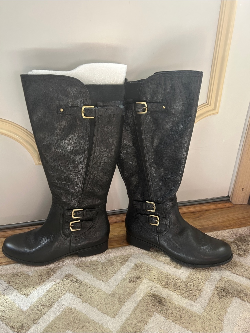 Naturalizer Johanna Black Leather Wide Calf Boots – NEW in Box – Never Worn